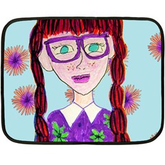 Purple Glasses Girl Wall Fleece Blanket (mini)