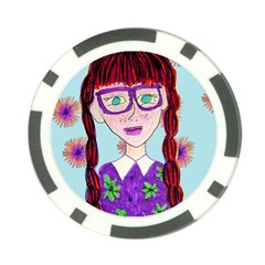 Purple Glasses Girl Wall Poker Chip Card Guard (10 Pack) by snowwhitegirl