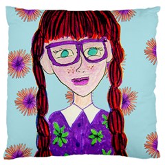 Purple Glasses Girl Wall Standard Flano Cushion Case (one Side) by snowwhitegirl