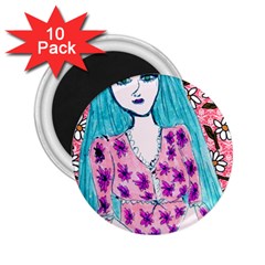 Blue Haired Girl Wall 2 25  Magnets (10 Pack) 