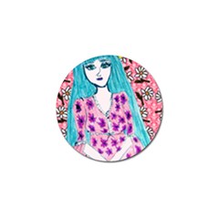 Blue Haired Girl Wall Golf Ball Marker (4 Pack)