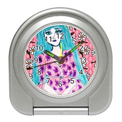 Blue Haired Girl Wall Travel Alarm Clock