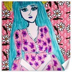 Blue Haired Girl Wall Canvas 12  X 12  by snowwhitegirl