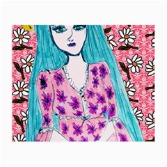 Blue Haired Girl Wall Small Glasses Cloth (2 Sides)