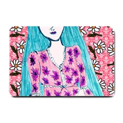 Blue Haired Girl Wall Small Doormat  by snowwhitegirl