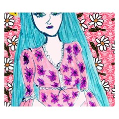 Blue Haired Girl Wall Double Sided Flano Blanket (small)  by snowwhitegirl