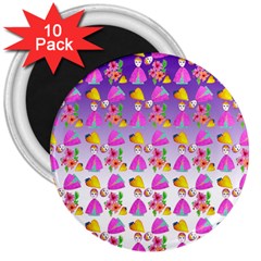 Girl With Hood Cape Heart Lemon Patternpurple Ombre 3  Magnets (10 Pack)  by snowwhitegirl