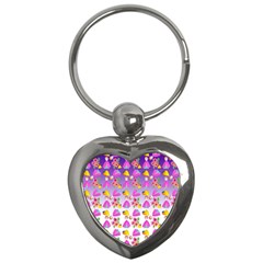 Girl With Hood Cape Heart Lemon Patternpurple Ombre Key Chain (heart) by snowwhitegirl