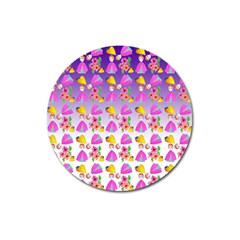 Girl With Hood Cape Heart Lemon Patternpurple Ombre Magnet 3  (round) by snowwhitegirl