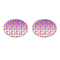 Girl With Hood Cape Heart Lemon Patternpurple Ombre Cufflinks (oval)