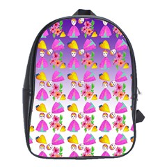 Girl With Hood Cape Heart Lemon Patternpurple Ombre School Bag (xl) by snowwhitegirl