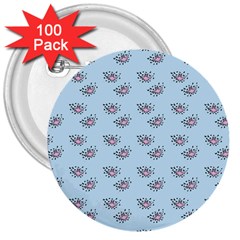 Zodiac Bat Pink Blue 3  Buttons (100 Pack)  by snowwhitegirl