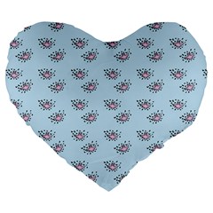 Zodiac Bat Pink Blue Large 19  Premium Flano Heart Shape Cushions by snowwhitegirl