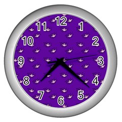 Zodiac Bat Pink Purple Wall Clock (silver) by snowwhitegirl