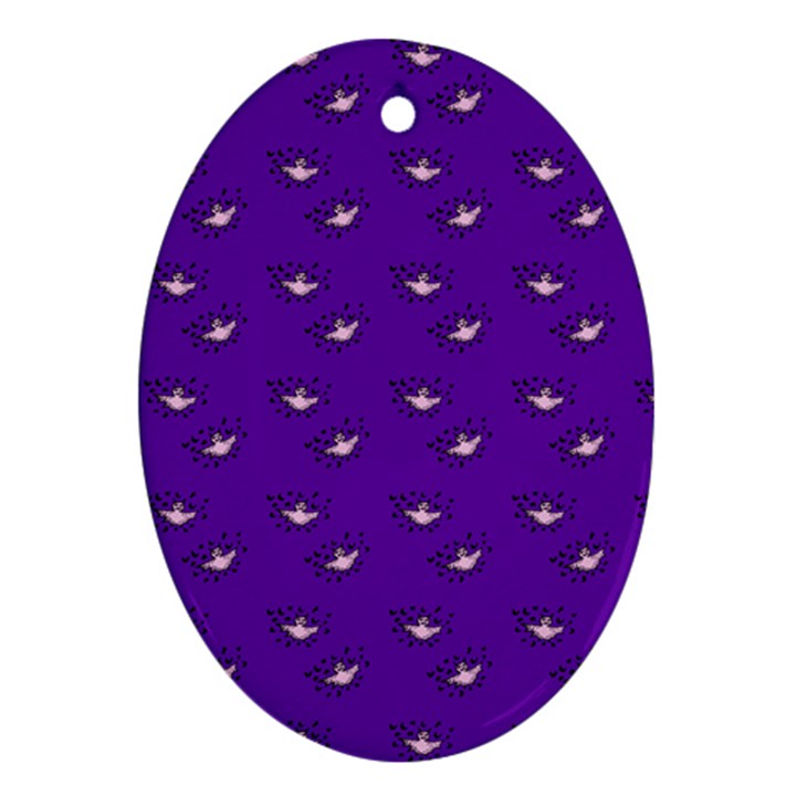 Zodiac Bat Pink Purple Oval Ornament (Two Sides)