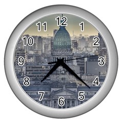 Buenos Aires Argentina Cityscape Aerial View Wall Clock (silver)