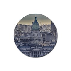 Buenos Aires Argentina Cityscape Aerial View Rubber Round Coaster (4 Pack)  by dflcprintsclothing