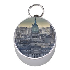 Buenos Aires Argentina Cityscape Aerial View Mini Silver Compasses by dflcprintsclothing