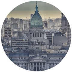 Buenos Aires Argentina Cityscape Aerial View Wooden Puzzle Round by dflcprintsclothing