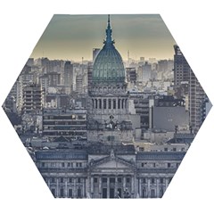 Buenos Aires Argentina Cityscape Aerial View Wooden Puzzle Hexagon by dflcprintsclothing