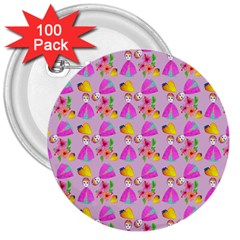 Girl With Hood Cape Heart Lemon Pattern Lilac 3  Buttons (100 Pack)  by snowwhitegirl