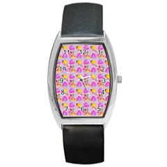 Girl With Hood Cape Heart Lemon Pattern Lilac Barrel Style Metal Watch