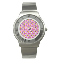 Girl With Hood Cape Heart Lemon Pattern Lilac Stainless Steel Watch