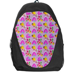 Girl With Hood Cape Heart Lemon Pattern Lilac Backpack Bag by snowwhitegirl