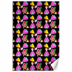 Girl With Hood Cape Heart Lemon Pattern Black Canvas 24  X 36 