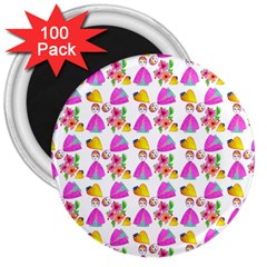 Girl With Hood Cape Heart Lemon Pattern White 3  Magnets (100 pack)