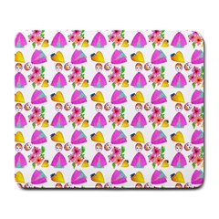 Girl With Hood Cape Heart Lemon Pattern White Large Mousepads