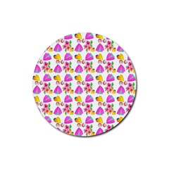 Girl With Hood Cape Heart Lemon Pattern White Rubber Coaster (Round) 