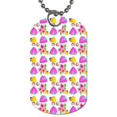 Girl With Hood Cape Heart Lemon Pattern White Dog Tag (One Side)