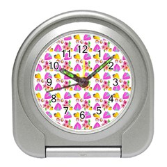 Girl With Hood Cape Heart Lemon Pattern White Travel Alarm Clock