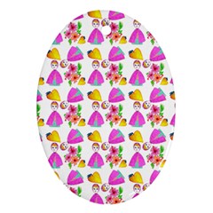 Girl With Hood Cape Heart Lemon Pattern White Oval Ornament (Two Sides)