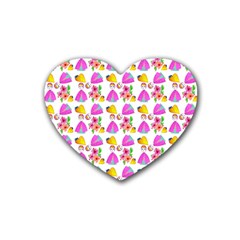 Girl With Hood Cape Heart Lemon Pattern White Rubber Coaster (Heart) 