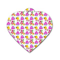 Girl With Hood Cape Heart Lemon Pattern White Dog Tag Heart (One Side)