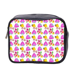 Girl With Hood Cape Heart Lemon Pattern White Mini Toiletries Bag (Two Sides)