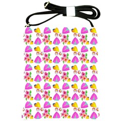 Girl With Hood Cape Heart Lemon Pattern White Shoulder Sling Bag