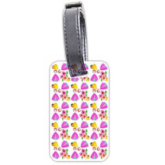 Girl With Hood Cape Heart Lemon Pattern White Luggage Tag (one side)