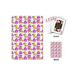 Girl With Hood Cape Heart Lemon Pattern White Playing Cards Single Design (Mini)
