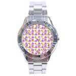 Girl With Hood Cape Heart Lemon Pattern White Stainless Steel Analogue Watch Front