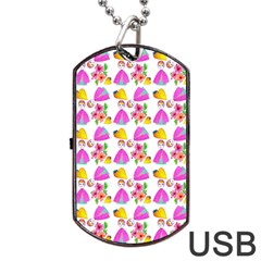 Girl With Hood Cape Heart Lemon Pattern White Dog Tag USB Flash (Two Sides)