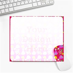 Girl With Hood Cape Heart Lemon Pattern Pink Large Mousepads by snowwhitegirl