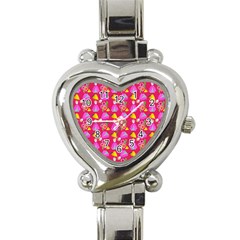 Girl With Hood Cape Heart Lemon Pattern Pink Heart Italian Charm Watch