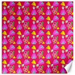 Girl With Hood Cape Heart Lemon Pattern Pink Canvas 12  X 12  by snowwhitegirl