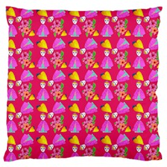 Girl With Hood Cape Heart Lemon Pattern Pink Large Flano Cushion Case (one Side)