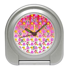 Girl With Hood Cape Heart Lemon Pattern Red Ombre Travel Alarm Clock