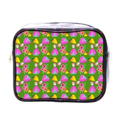 Girl With Hood Cape Heart Lemon Pattern Green Mini Toiletries Bag (one Side) by snowwhitegirl