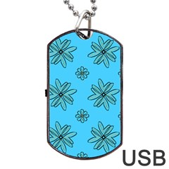 Blue Repeat Pattern Dog Tag Usb Flash (one Side) by emmamatrixworm